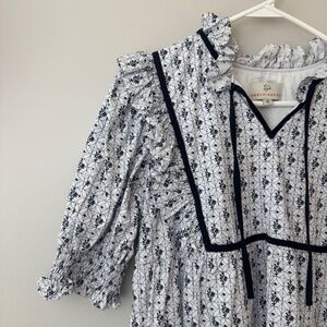 Smockingbird Blue and White Dress, size S